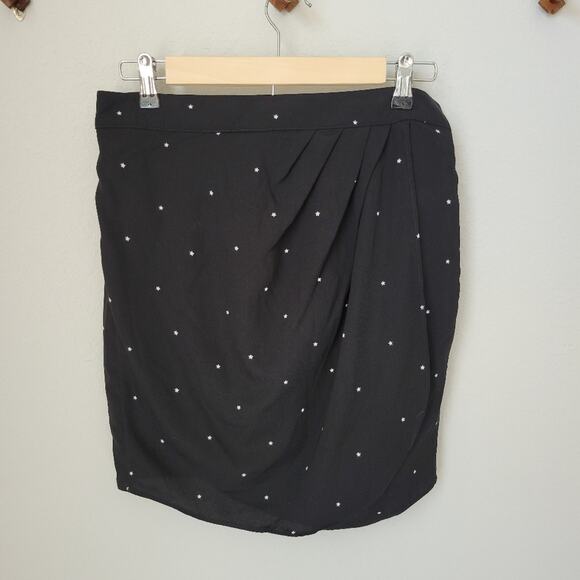 Sage the Label Black Asymmetric Mini Skirt with Stars Size Large - Picture 9 of 11